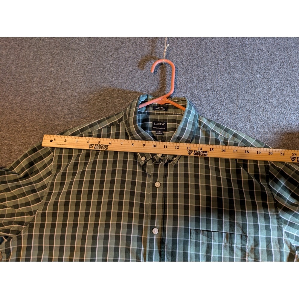 J. Crew Men's Shirt Green Plaid Performance Slim Untucked Button Down Size XXL - Picture 4 of 9